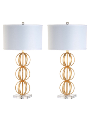 (set Of 2) 29" Annistyn Table Lamp Brass Gold (includes Led Light Bulb) - Safavieh