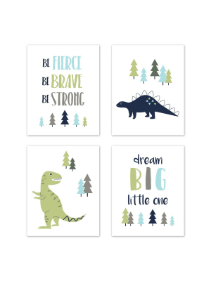 4pc Mod Dinosaur Art Prints Set - Sweet Jojo Designs