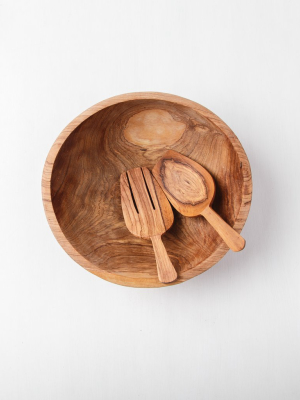 Olive Wood Claw Salad Set