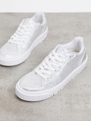 Asos Design Desert Lace Up Sneakers In Silver