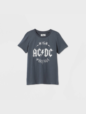 Women's Ac/dc High Voltage Short Sleeve Graphic T-shirt - Blue