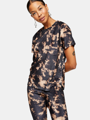 Black Velvet Tie Dye T-shirt And Flared Pants Co-ord