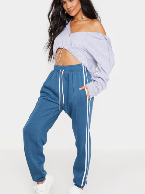 Petrol Blue Double Side Stripe Jogger