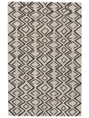 Feizy Enzo Handmade Minimalist Wool Diamonds Rug - Warm Taupe & Black - Available In 6 Sizes