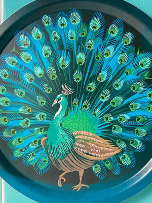 Peacock Round Tray By Jamida