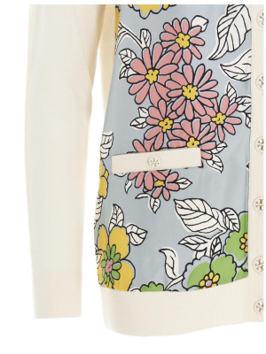 Tory Burch V-neck Floral Knitted Cardigan