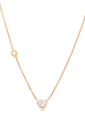 Solitaire Heart Diamond Necklace - Rose Gold