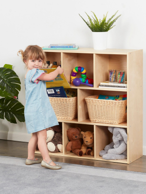 Ecr4kids 8-compartment Storage Cabinet | Birch Wood Classroom & Home Storage Solution | 36" H