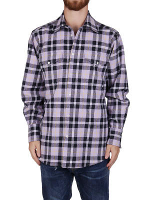 Msgm Logo Checked Shirt