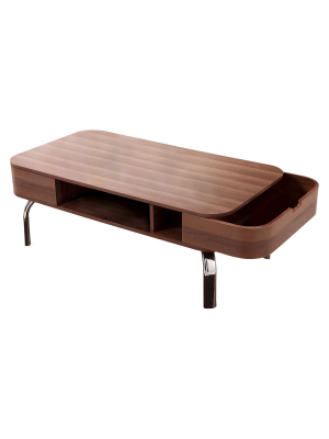 Kathrine Mid Century Inspired Storage Coffee Table Walnut - Iohomes