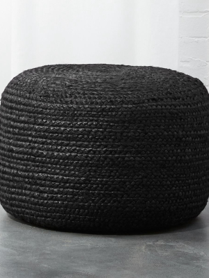 Black Braided Jute Pouf