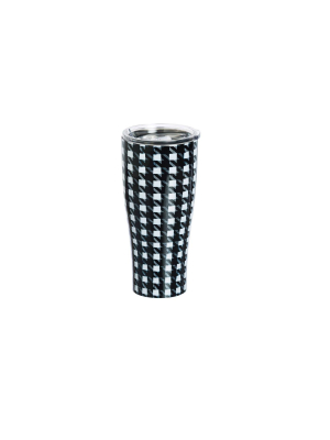 Cypress Home Houndstooth Stainless Steel Hot Beverage Travel Cup, 17 Ounces