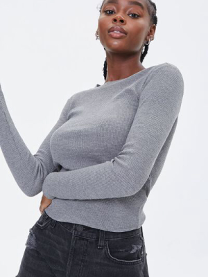 Waffle Knit Long-sleeve Top