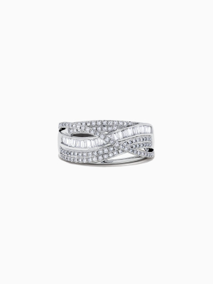 Effy Classique 14k White Gold Diamond Cross Over Ring, 0.77 Tcw