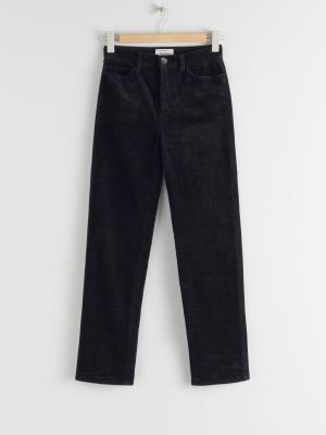 High Rise Tapered Corduroy Trousers