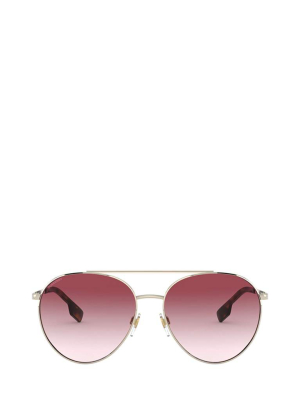 Burberry Eyewear Round Aviator Frame Sunglasses