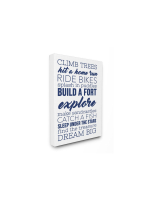 24"x1.5"x30" Climb Trees Dream Big Navy With White Oversized Stretched Canvas Wall Art - Stupell Industries