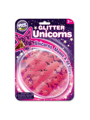 The Original Glowstars Glow-in-the-dark Pink Glitter Unicorns Moon And Stars Set