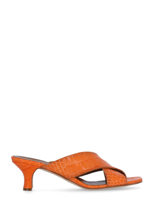 Paris Texas Embossed Cross-strapped Sandals