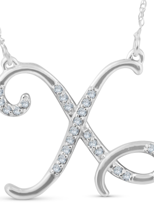 Pompeii3 1/4ct Diamond "x" Initial Pendant 18" Necklace 14k White Gold