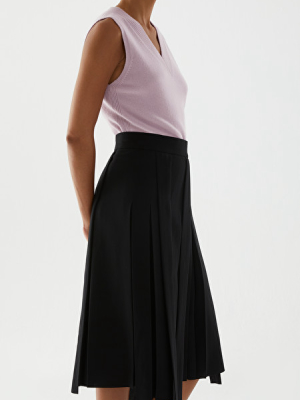 Pleated Asymmetric Skirt