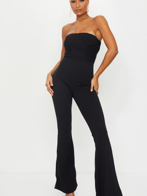 Black Bandeau Drape Binding Detail Jumpsuit