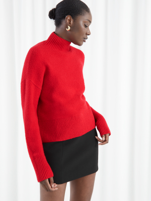 Cropped Mock Neck Sweater