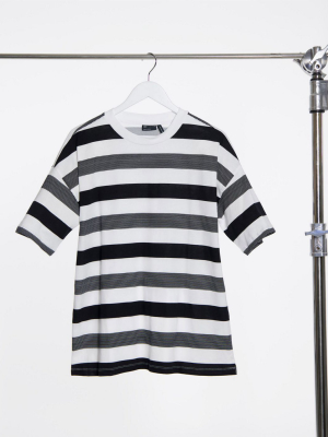 Asos Design Oversized T-shirt In Mono Stripe