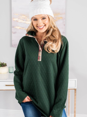 Out And About Green Quilted Pullover