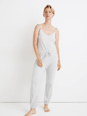 Knit Pointelle Tie-strap Pajama Jumpsuit