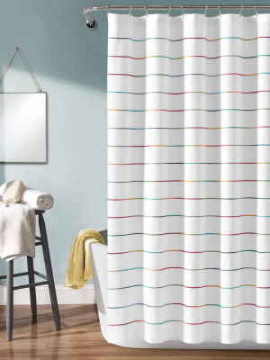 Ombre Striped Yarn Dyed Cotton Shower Curtain - Lush Décor