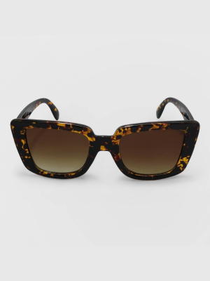 Women's Animal Print Cateye Plastic Sunglasses - A New Day™ Brown