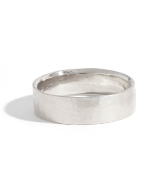 Hammered Texture 6mm Band - White Gold