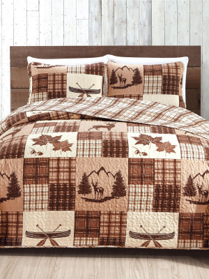 Great Bay Home Redwood Lodge Reversible Quilt Set