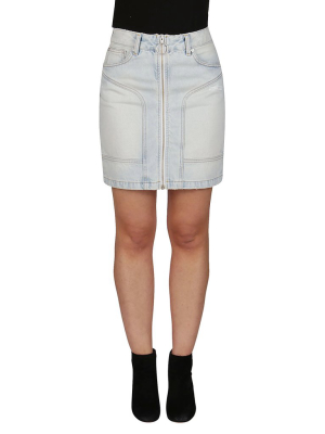 Off-white Zip-up Paneled Denim Skirt