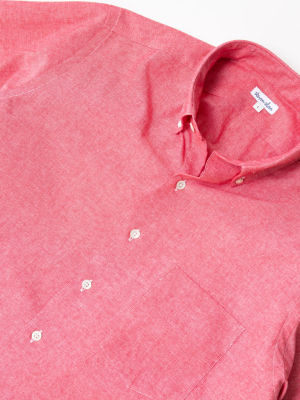 Short Sleeve Single Needle Shirt, Red Chambray