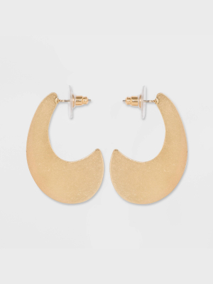 Flat Organic Shaped Brass And In Worn Gold Post Hoop Earrings - Universal Thread™ Gold