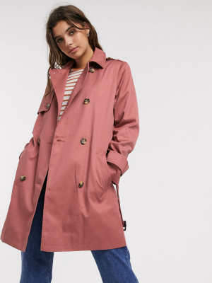 Asos Design Trench Coat In Dusty Rose