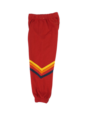 Kid's Chevron Sweatpants - Red