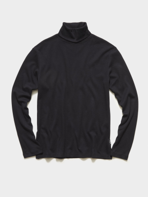 Interlock Solid Jersey Turtleneck In Blacktop