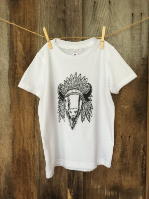 Bandit Kid "bison Chief" Tee White/blk