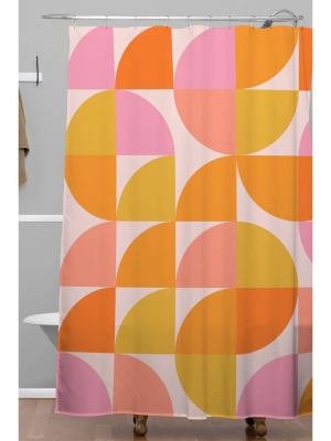 June Journal Mid Century Modern Geometry Shower Curtain Orange - Deny Designs