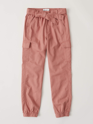 High-rise Tie-waist Utility Joggers