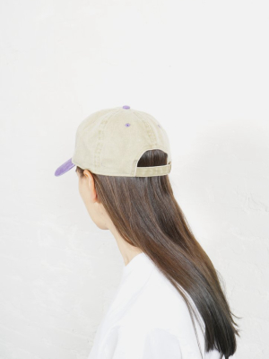 Washed Cotton 6-panel Cap Khaki X Purple