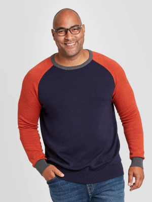 Men's Colorblock Big & Tall Regular Fit Crewneck Sweater - Goodfellow & Co™ Xavier Navy