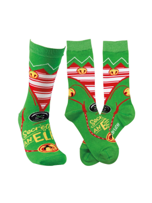 Novelty Socks 14.5" Secretly An Elf Socks Lol Made You Smile Primitives By Kathy - Socks