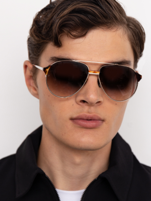 Brooks Aviator Sunglasses In White Gold