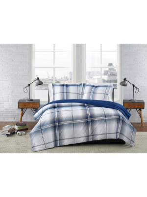 London Fog Nolan Houndstooth Stripe Comforter Set