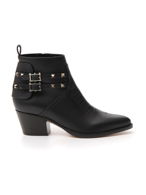 Valentino Garavani Rockstud Cowboy Ankle Boots