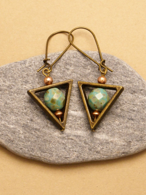 Brass Frame Triangle Earrings
